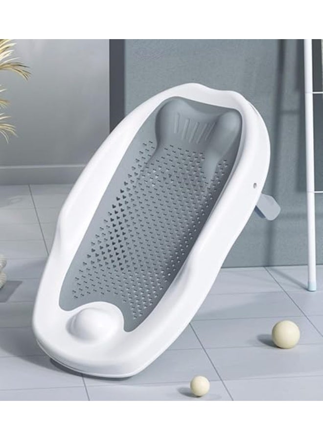 مقعد حوض استحمام قابل للطي للأطفال ، دعم حمام الطفل، كرسي حوض استحمام حديثي الولادة لعمر 0-12 شهر، مقعد استحمام قابل للطي للرضع مع فتحات تصريف للماء (رصاصي) - Image 2